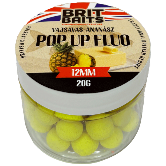 BritBaits Pop Up Fluo N-Butyric Pineapple 12 mm Carp Bait Flavour Boilies