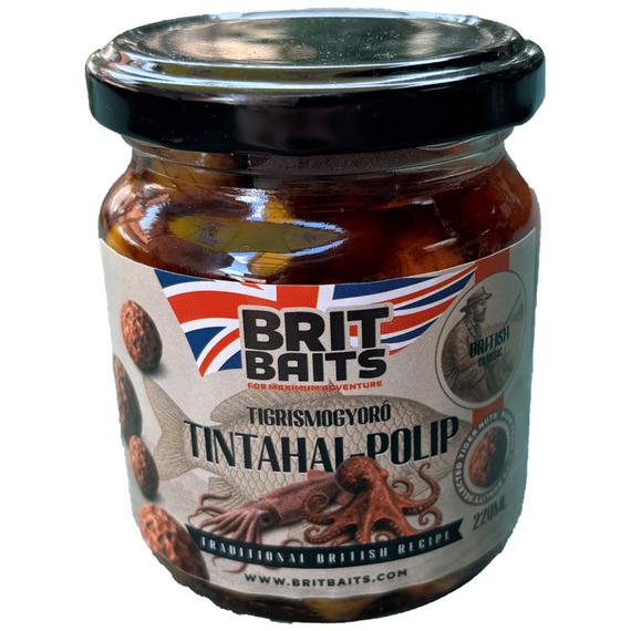 BritBaits Tiger Nuts SM in Brine Squid &amp; Octopus 220ml, Ready-to-use Particle Bait for Carp &amp; Coarse Fishing, High-Attraction and Pre-cooked.