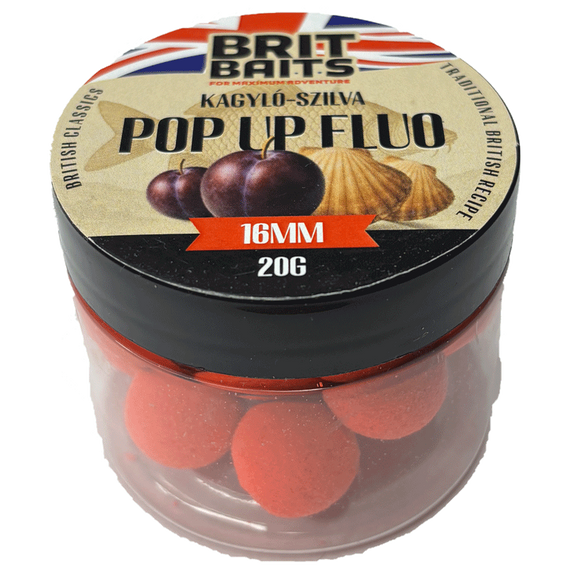 BritBaits Pop Up Fluo Mussel-Plum 16 mm Carp Boilies, Bright Floating Hookbaits, Highly Visible, Ideal for Freshwater Fishing
