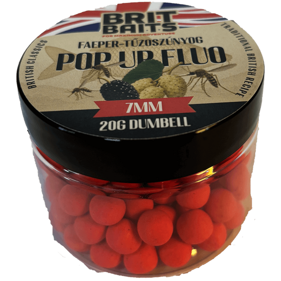 BritBaits Pop Up  Fluo 7 mm, Mulberry Bloodworm, Carp Bait, Bright Floating Hookbait, High Visibility, Attractant for Coarse Fishing